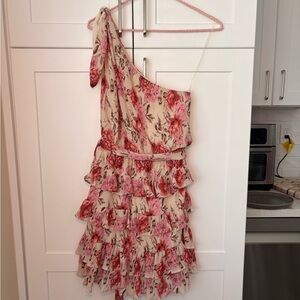 Floral One-Shoulder Ruffle Dress